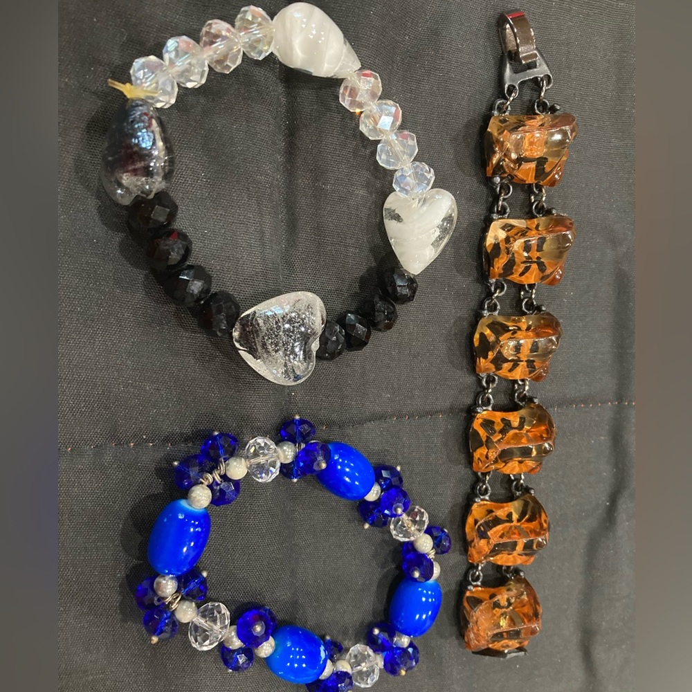 Lot of 3 Brand New Unique Glass Beads Bracelets
